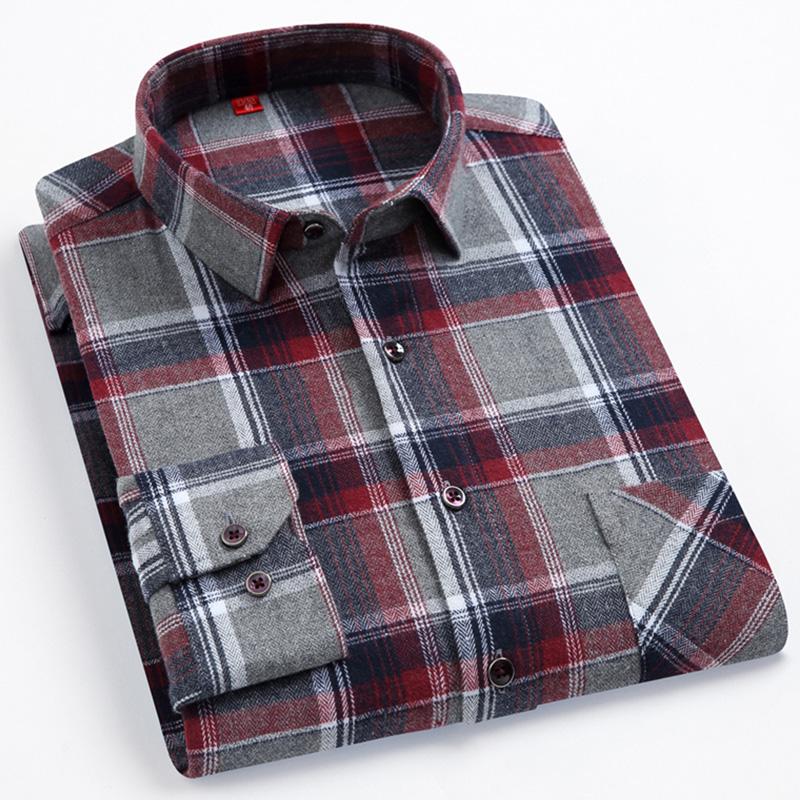 High Quality Men's Autumn New Long Sleeve Shirt Soft Fit British Style Home Leisure 100% Cotton Plaid Stripe Outdoor Travel Tops
