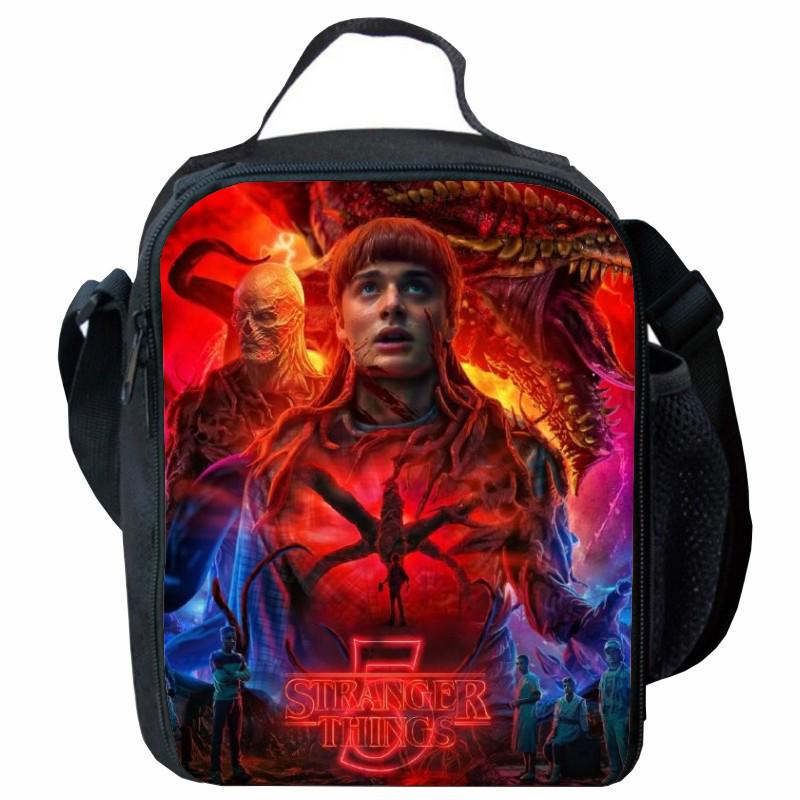 Stranger Things 5 Lunch Bag: Cartoon Picnic Bag for Primary Students with Ice Pack