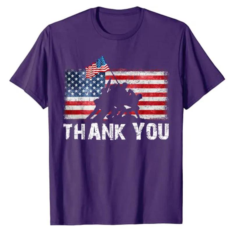 Patriotic American US Flag Thank You Memorial Day Veteran T-Shirt USA Proud Graphic Tee Tops 4th of July Clothes Novelty Gifts
