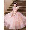 Girls Princess Dress Pink Formal Gown Pageant Piano Performance Kids Party Wear