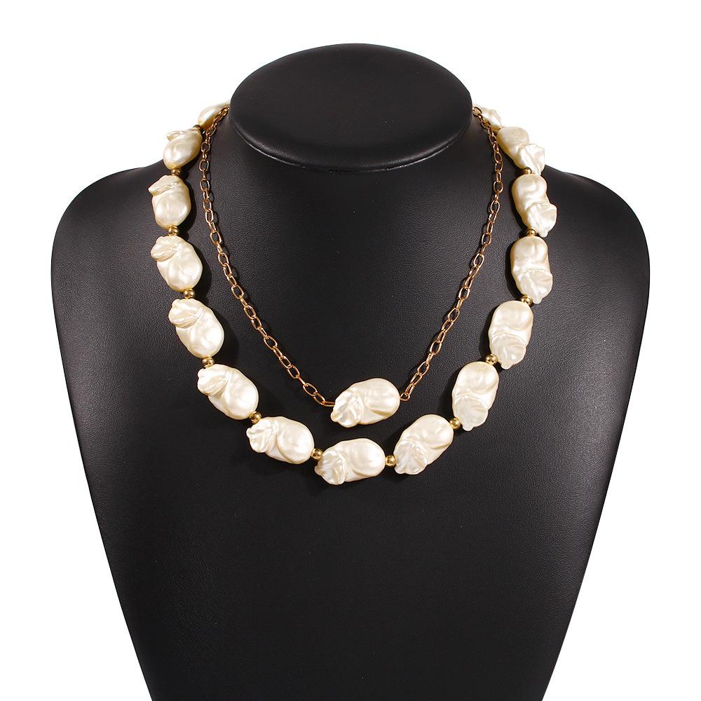 Creative Versatile Necklace Set for Women  Fashion Vacation Style Irregular Pearl Necklace