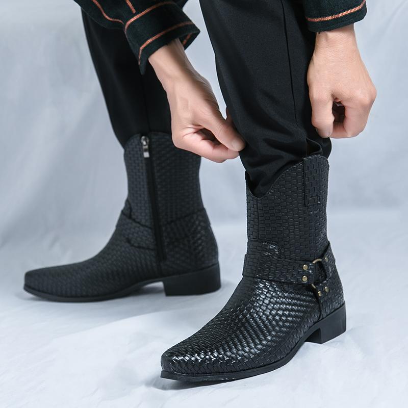 Pánské podzimní a zimní boty Rytířský styl Gentleman Outdoorová móda Street kvalitní kožené boty 38-46 luxusní Černá