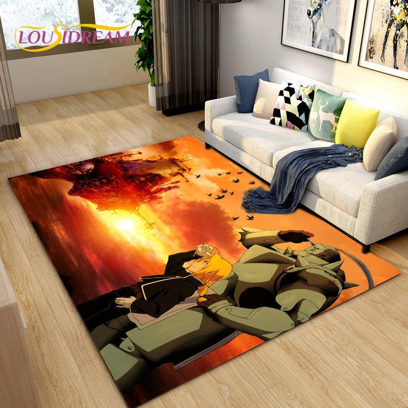 Fullmetal Alchemist Anime Cartoon Area Rug Large,Carpet Rug for Living Room Bedroom Sofa Doormat Decoration, Non-slip Floor Mat