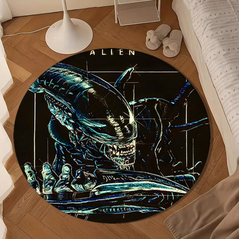 Alien Horror Artwork Round Rug for Livingroom,Bedroom, Palyroom, Chair Rug, Area Rug, Circle Carpet, Large Size Fan Christmas Gift