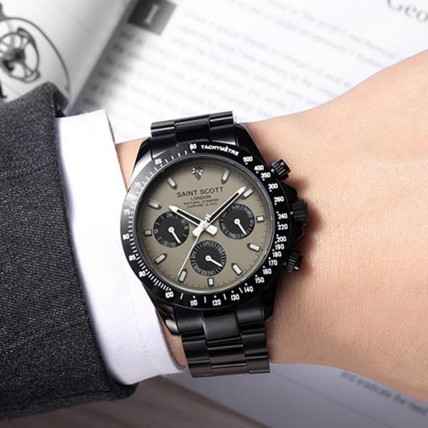 ST7507M-BGB Sapphire Glass 5 ATM Water Resistant Diamond Watch Men's Metal Watch Bracelet Gift