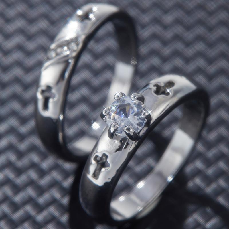 2 Pieces/set of Sparkling Zircon Cross Couple Rings, Suitable for Women's Weddings, Engagement Parties, Jewelry Gifts