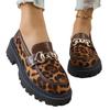 Leopardenmuster Einzelne Schuhe für Damen Frühling und Herbst neu Retro vielseitig runde Zehenpartie Metallschnalle dicke Sohle Übergröße Damen