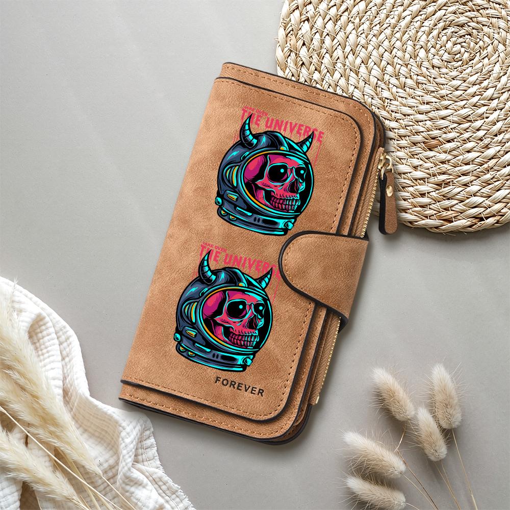 Gothic Skull Astronaut Print Long Wallet Fashion Casual Multi Slot Card Holder Purse