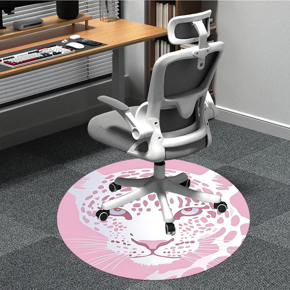 

1pc Leopard Print Office Round Area Rug, Indoor Mat Suitable ForOffice, Under Office Chairs Bedroom Living Room Home Decor, Room Deco, D043 80cm by 80cm