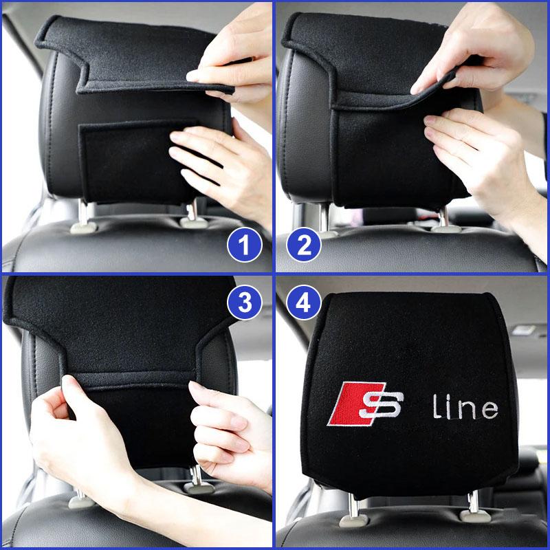 1pcs Car Seat Back Headrest Pillow Dustproof Cover for Audi C5 C6 C7 A4 B6 B8 B7 A6 A3 A5 Q3 Q5 Q7 8P S3 S5 S1 S4 S2 RS3 RS4 RS5 RS6 RS8