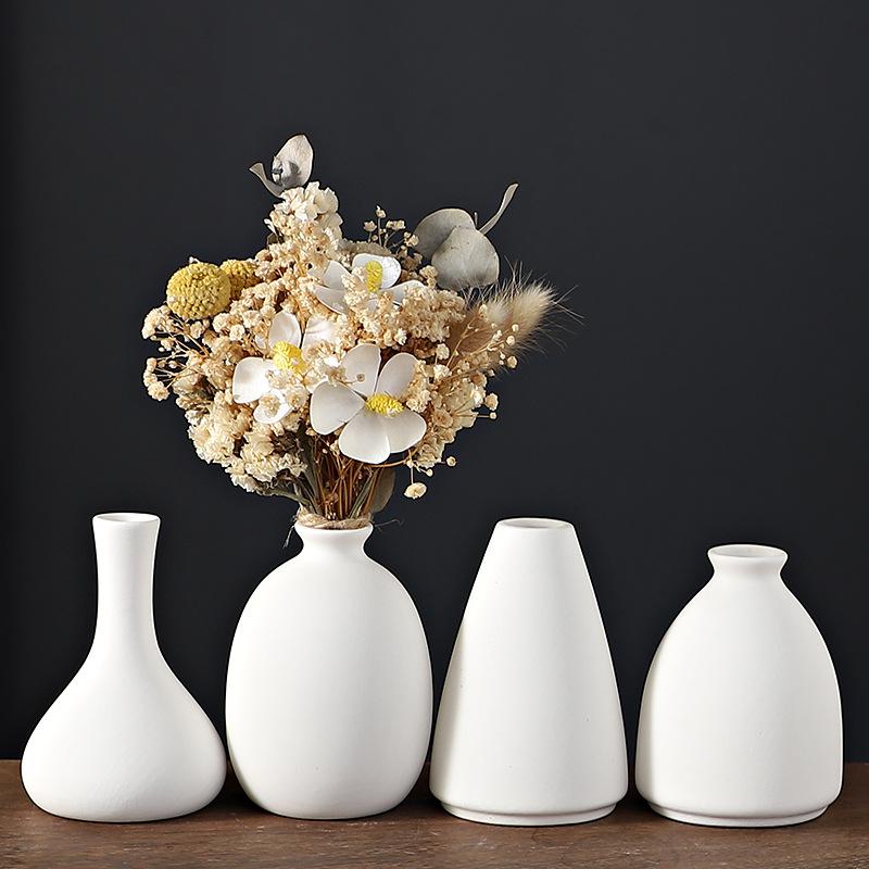 Ceramics Flower Vase White Vase Simple Flower Bottle Modern Room Decor Table Decorations Flower Arrangement Ornaments