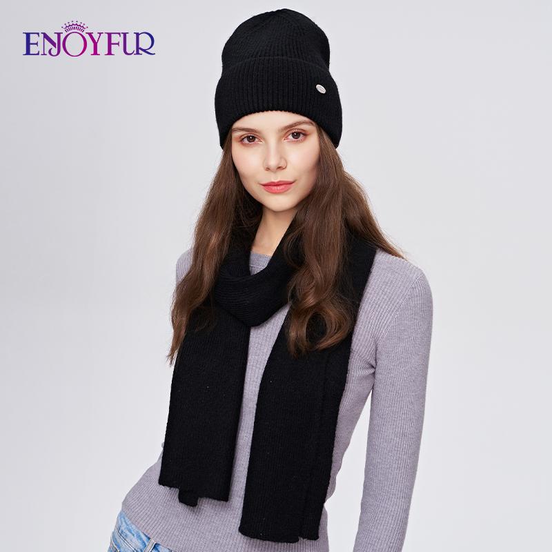 

SOMALER Зимний комплект шапка-бини и шарф для женщин, теплая шерстяная вязаная шапка-бини с пайетками, длинный мягкий шарф, грелка для шеи 2 в 1, подарочный набор One Size чёрный