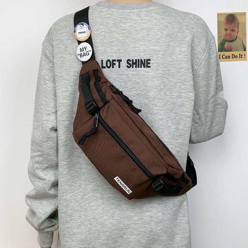 Casual Fanny Pack Japanese Simple Chest Bag Male Trend Personalized Couple Fanny Pack Sports Versatile Panda Pendant Breast Bag