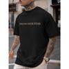 European Sizes "Faith Over Fear" T-Shirt - Men's Casual Short Sleeve Tee with Geometric Pattern