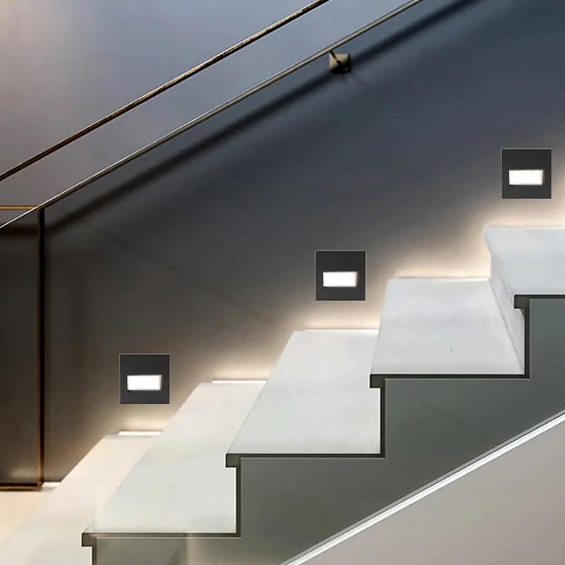 Luce per gradini con sensore di movimento umano Luce da incasso per gradini Luce notturna Luce per scale