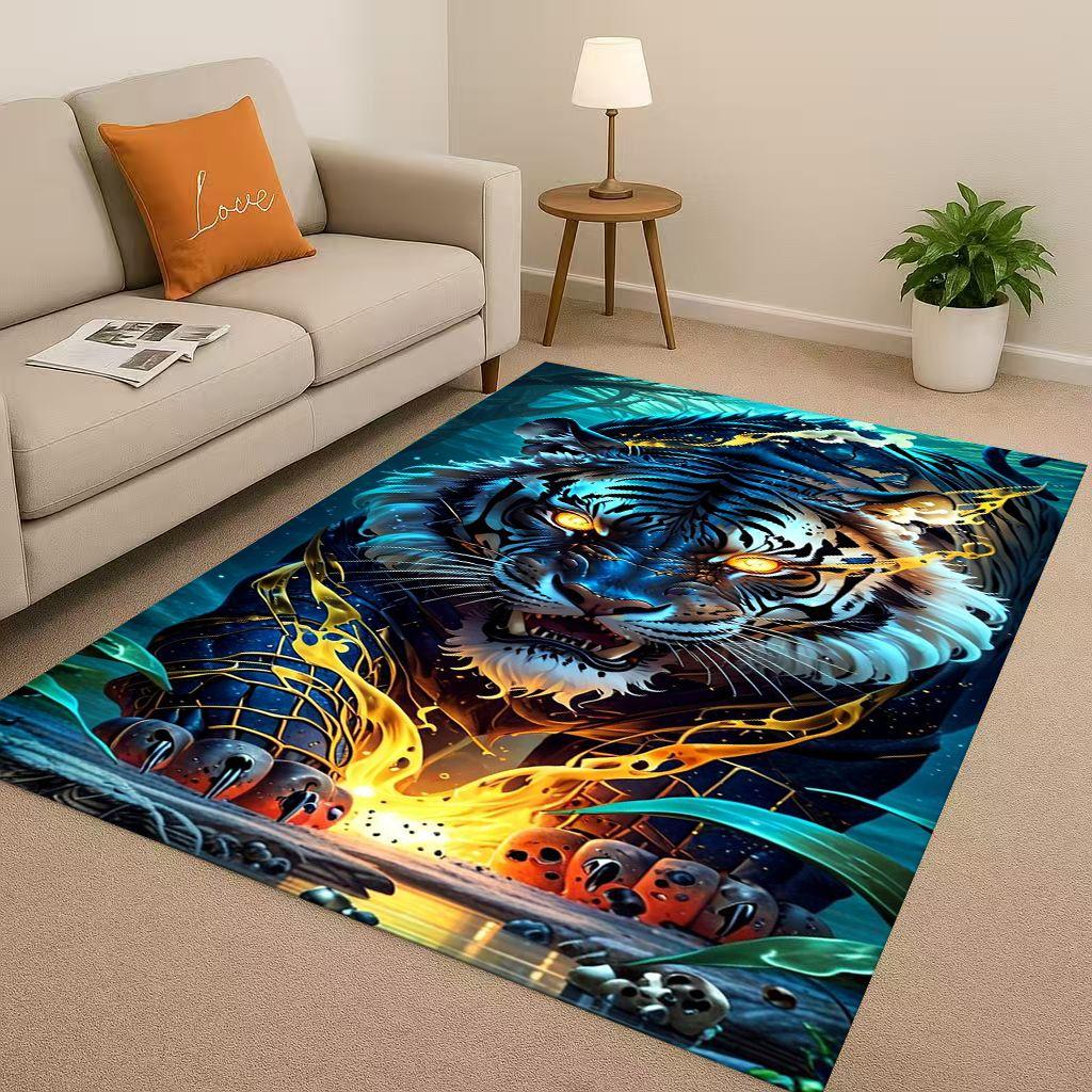 2026 New Tiger Lion Beast Art Cartoon Living Room Non Slip Area Rug Carpet for Bedroom Playroom Sofa,Home Decor Doormat Gift