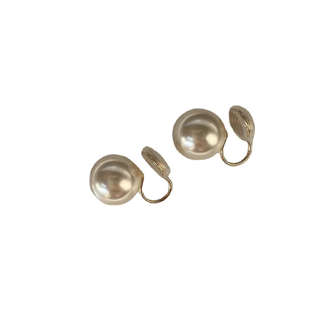 Perfect round pearl stud earrings female blogger Fever same simple temperament colorful retro Hong Kong style big light bulb earclip
