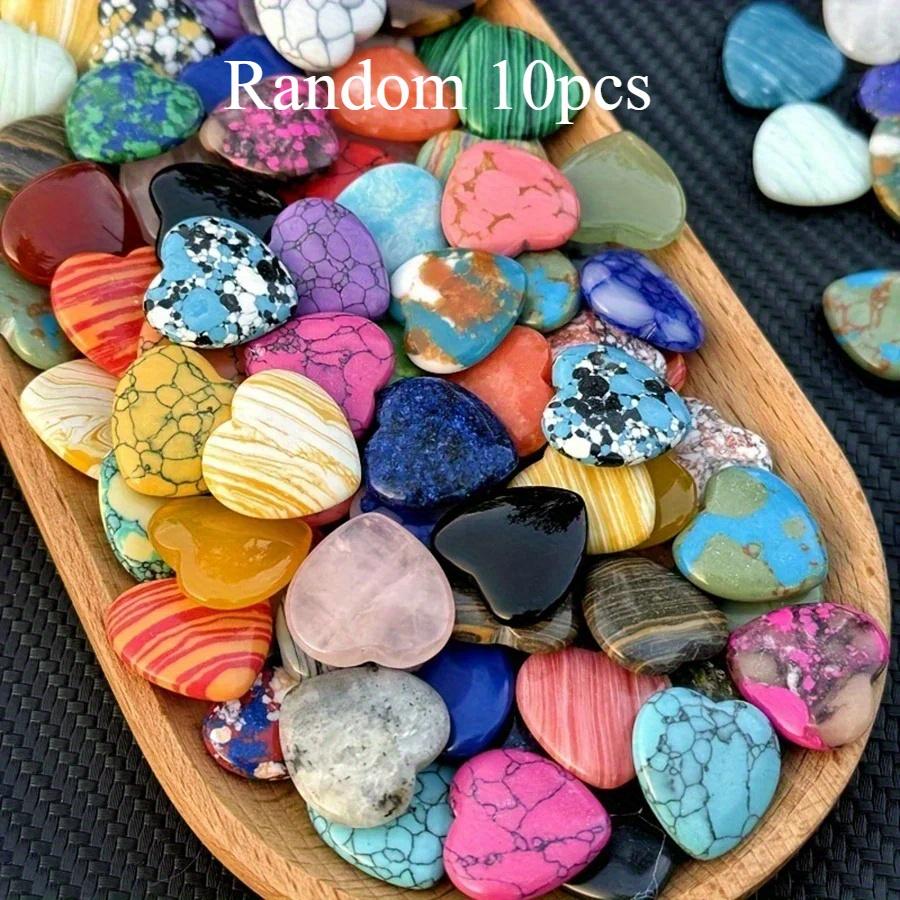 10Pcs Heart Shape LOVE 20MM Natural Crystal Amethyst Agate Irregular Mineral Healing Stone Gravel Specimen Home Decoration