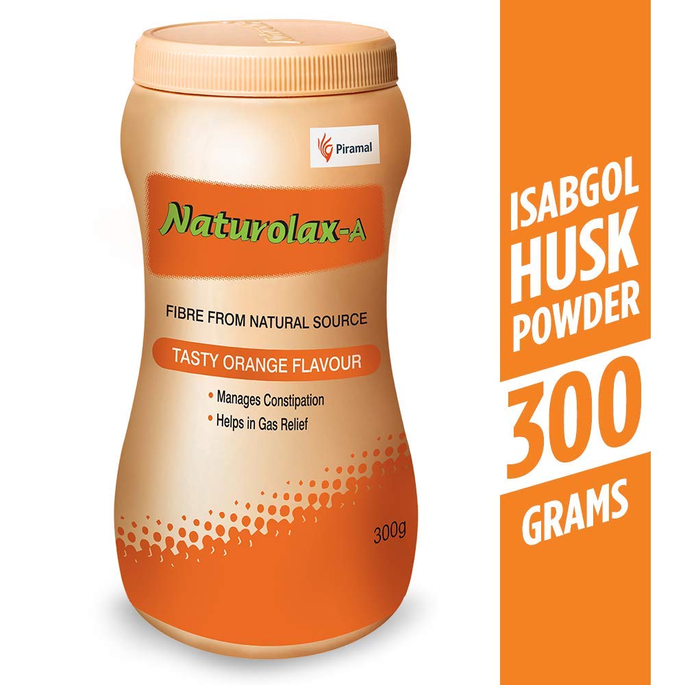Naturolax-A Isabgol Psyllium Husk Powder 300g Pack of 1 Orange Flavoured Fiber Supplement for Digestion