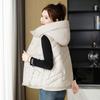 Autumn and winter down cotton vest women's short student hooded vest warm and thin vest jacket