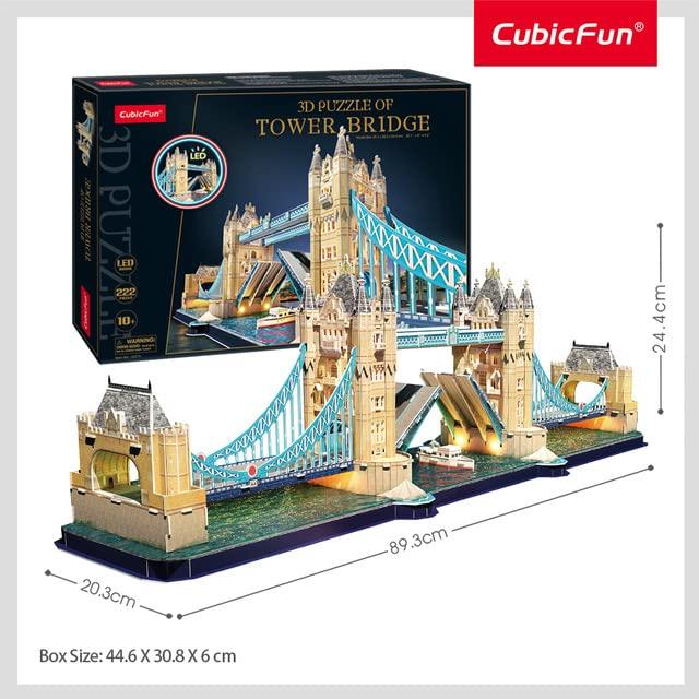 ASSYME Cubic Fan 3D Puzzle Craft Kit, Tower Bridge (with LEDs), L531h, No Glue or Tools Required