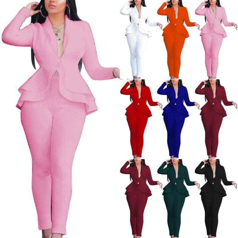 Buy 2pcs Women Ruffle Suit Blazer and 