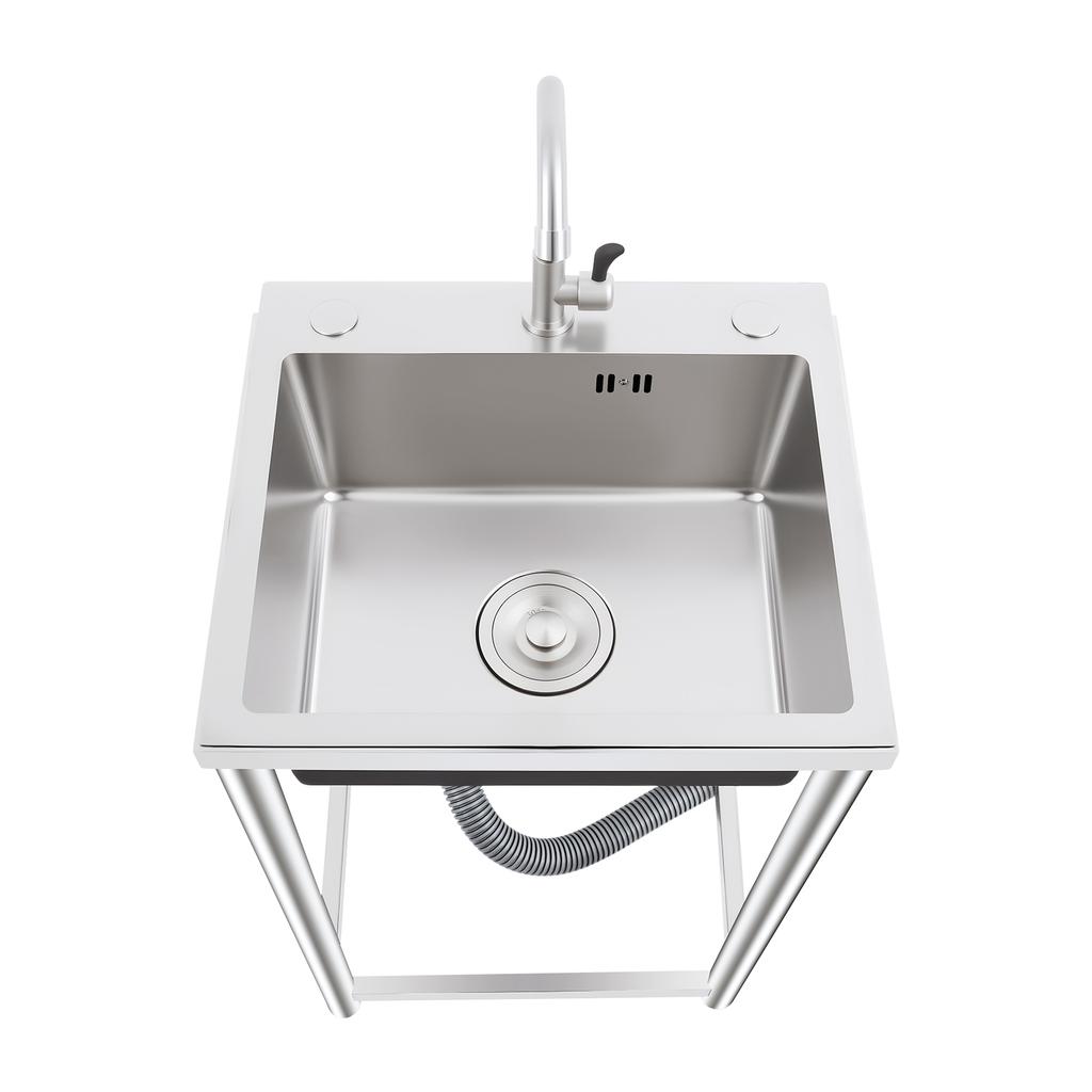 17.7 * 16 * 29.5in Stainless-Steel Kitchen Sink, Free Standing Utility Sink with Faucet, Indoor Outdoor Laundry Sink
