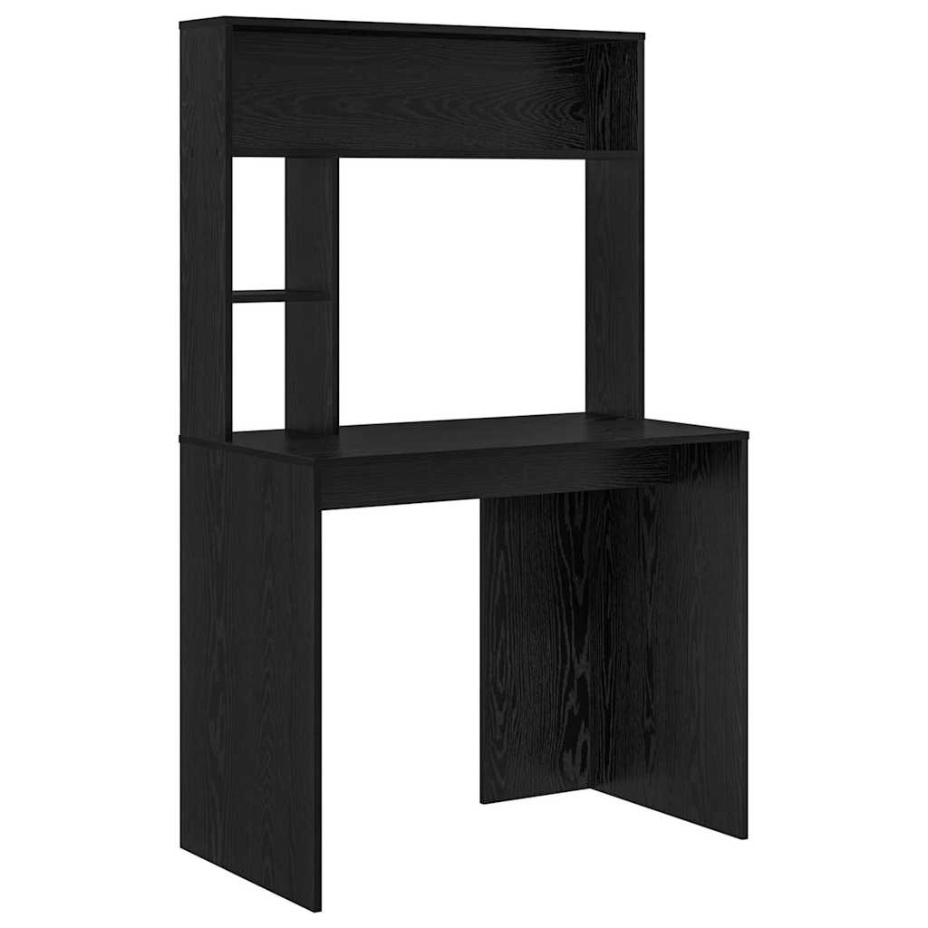 Desk with Shelf Black Oak Effect 91 x 50 x 149 cm