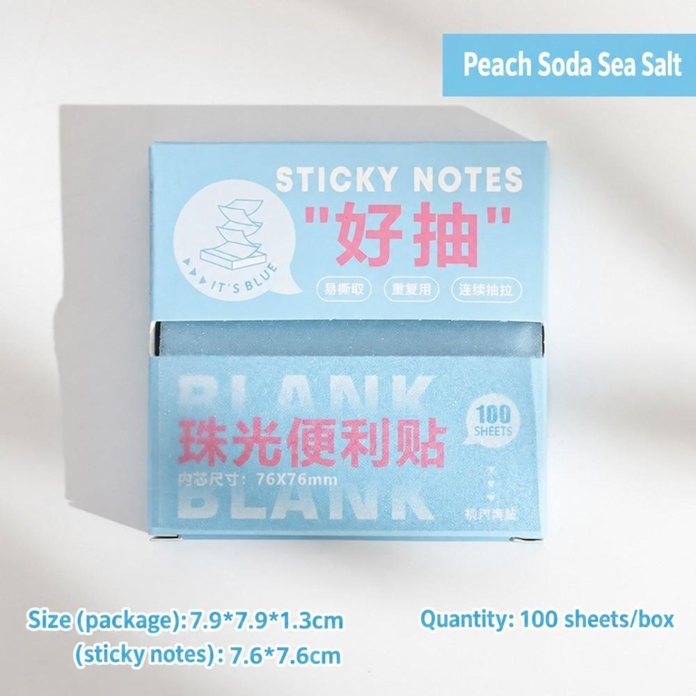 100Sheets PET Sticky Notes Pull-out Transparent Self-adhesive Note Paper Shimmer Pearlescent Memo Pads School Office