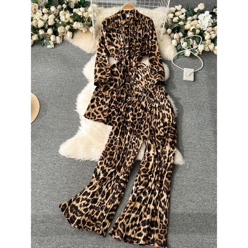 Fashion Wind Lace-up Waist-Controlled Casual Wide-Leg Trousers Tops