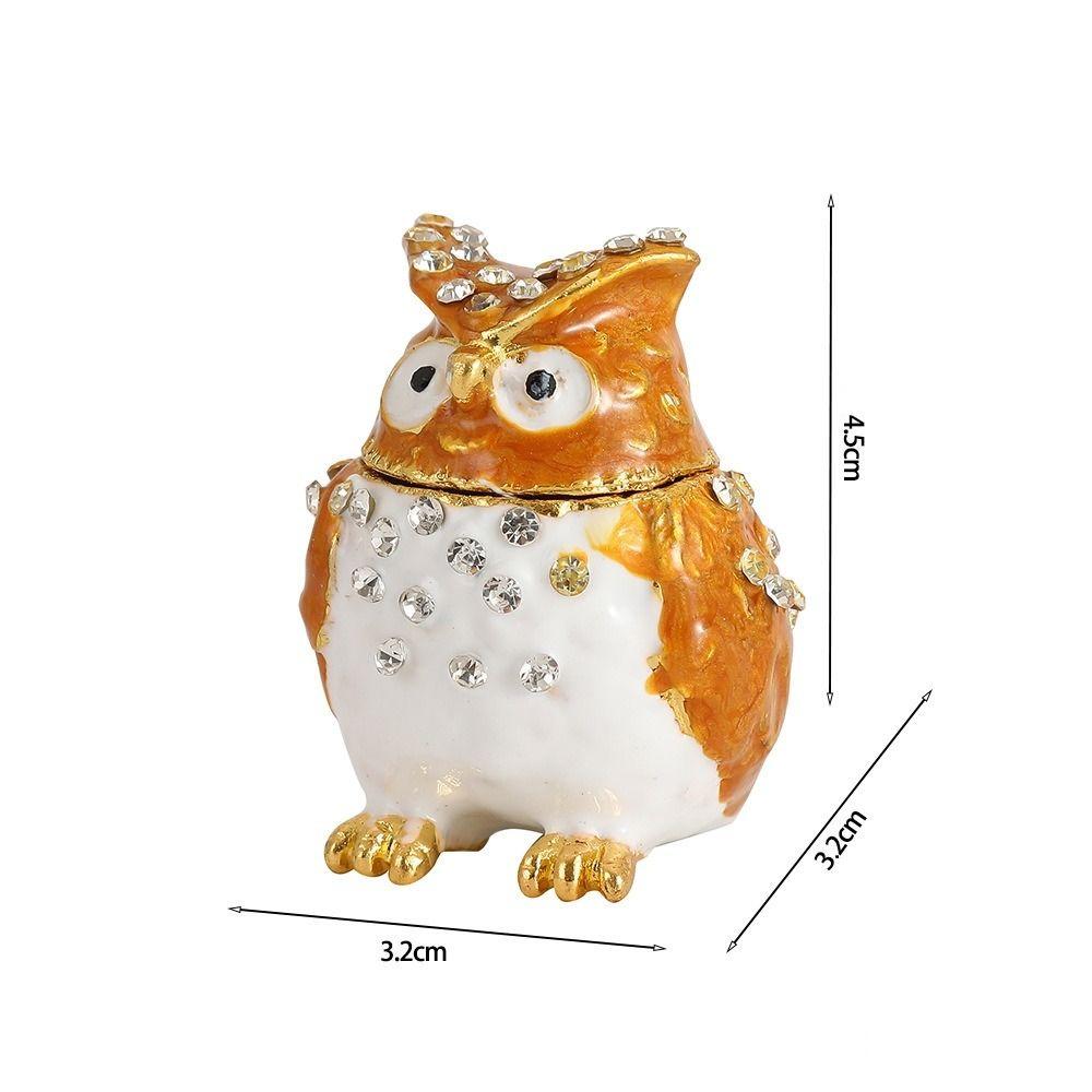 Zinc Zinc Zinc Alloy Enamel Jewelry Box Home Decor Owl Animal Ornaments Owl Storage Box Small Valuables