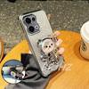 Shockproof Cute Bear Bracket Holde Glitter Plating Case for Tecno Spark 40 Pro Plus Spark 20 20C 10 Pro 10C 8C Transparent Cover