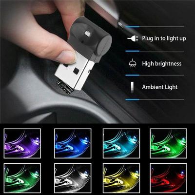 4 adet Araba USB Işık 7 Renk RGB LED Oto Araba atmosfer ışığı Dekoratif Lamba Otomotiv Aksesuarları Dekorasyon İç Mini Işık