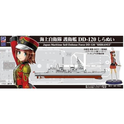 Pit Road 1/700 Skywave Series JMSDF DD-120 Shiranui Destroyer with Female JSDF Figure, Plastic Model J85F, Molded in Color