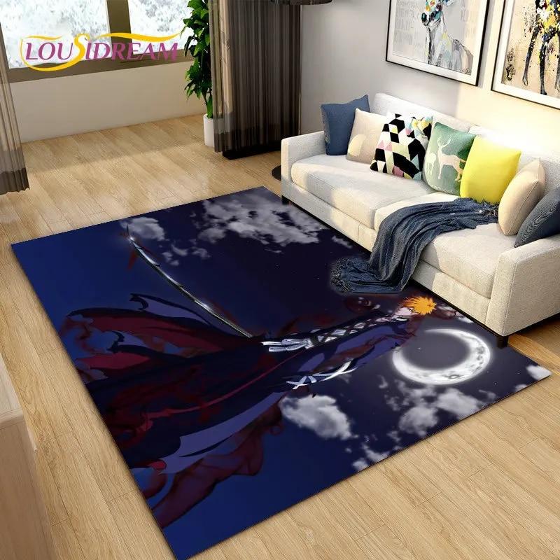Bleach Japan Anime Cartoon Area Tapete Grande, Tapete de Carpete para Sala de Estar Quarto Sofá Capacho Decoração, Tapete de Piso Antiderrapante para Brincar de Criança