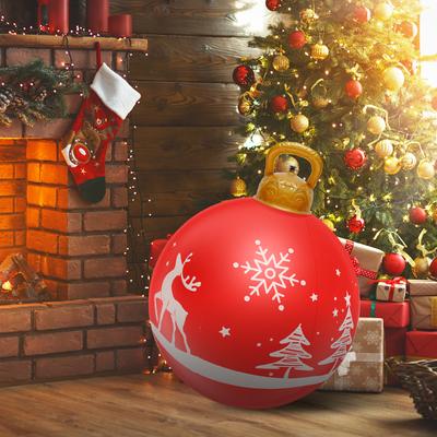 58/60cm Giant PVC Inflatable Christmas Ball Ornaments Outdoor Large Xmas Blow Ball Decorations for Christmas Party Ornaments