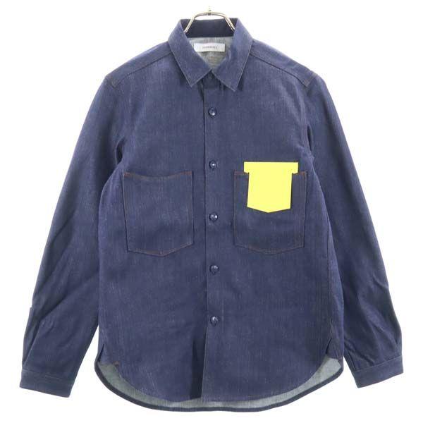 Unused Johnbull Long Sleeve Denim Shirt 36 Indigo Blue Eye Work Shirt Men's Used