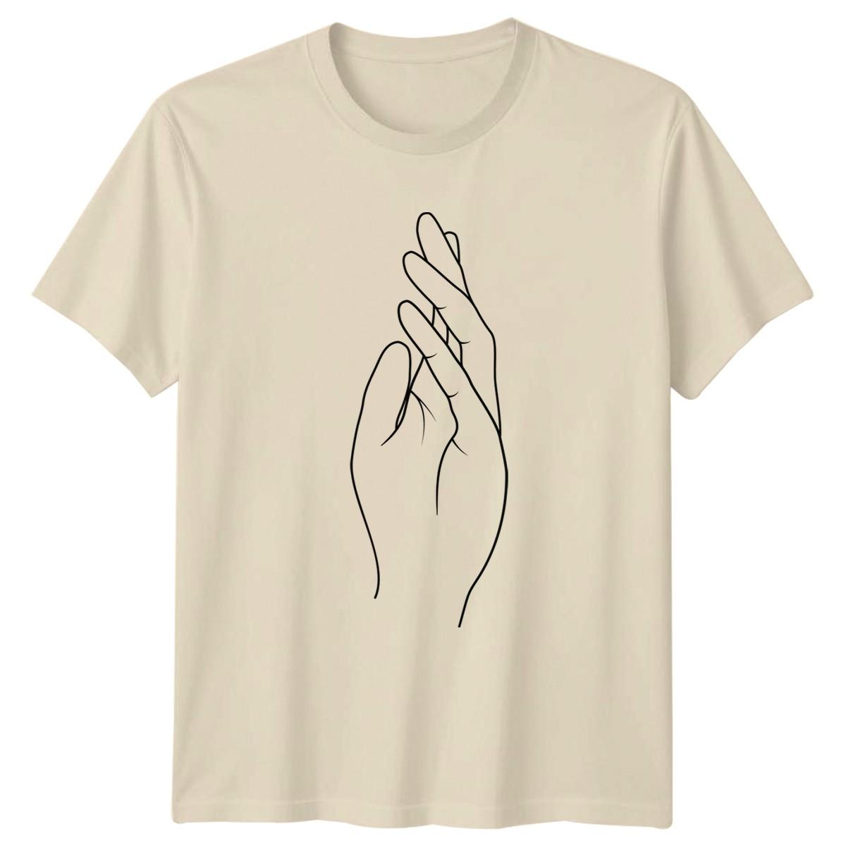 Minimalist Hand Line Drawing Aesthetic T-Shirt Outline Art Minimalist Aesthetic M