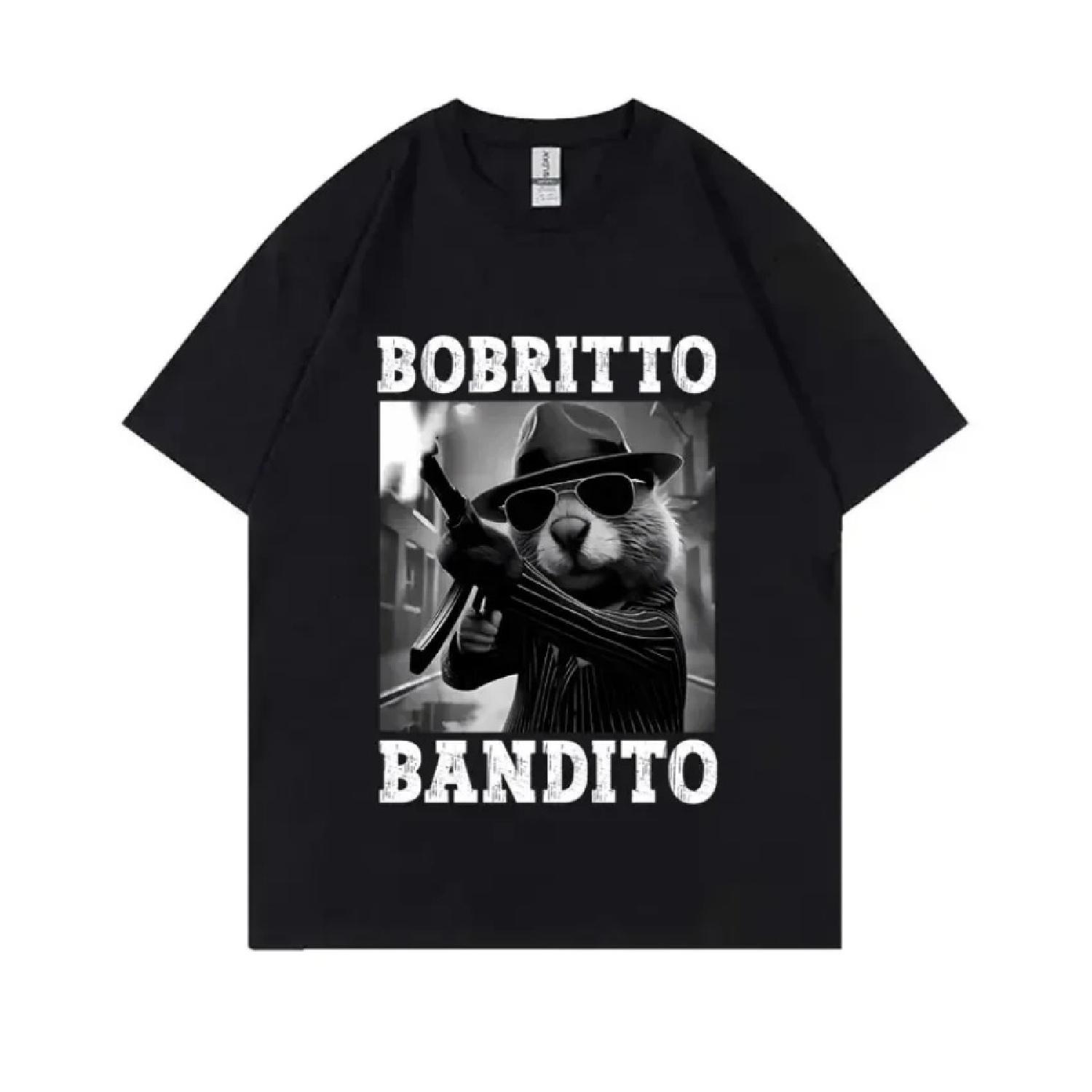Bobritto Bandito Смешной мем про бобра Женская летняя футболка с круглым вырезом и коротким рукавом Повседневный юмористический топ Удобная женская футболка XXXXXL чёрный