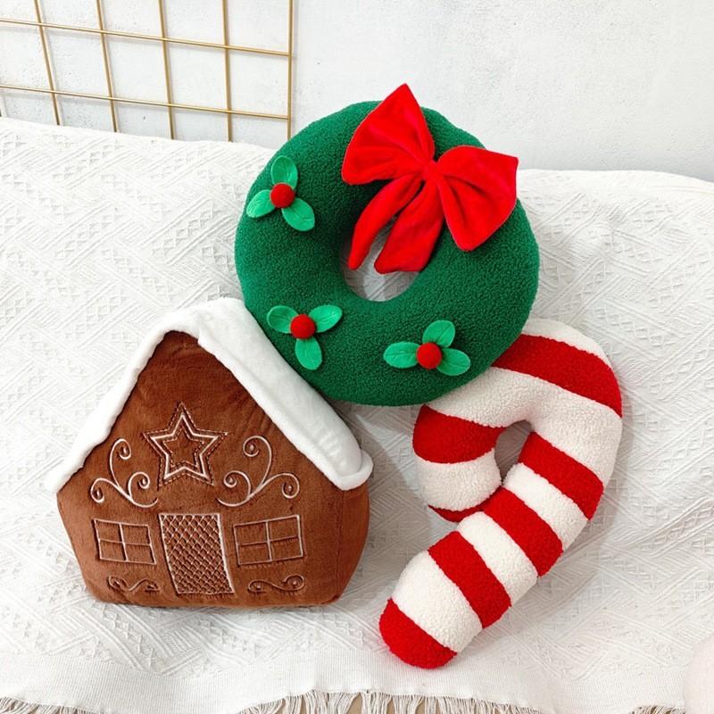 Plush Christmas Throw Pillow Cushion Garland Shape Stuffed Toy Doll Xmas Decor