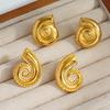 18K Gold-Plated Spiral Snail Earrings: Retro Style Stainless Steel Threaded Earrings for Women