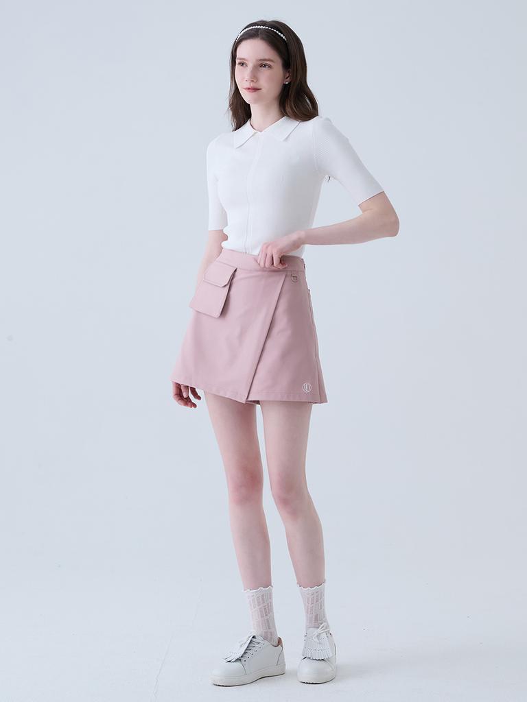 LORDLOAR Back Slit Collar 3/4 Sleeve Knit White
