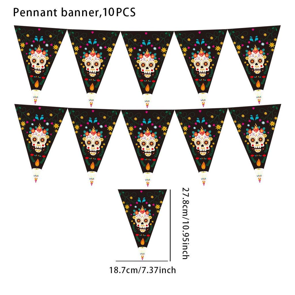 Day of the Dead Party Set: Skull Plates, Napkins, Cups & Flags