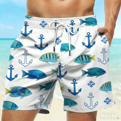 Men's 3D Printed Casual Shorts Quick Dry Stretch Fabric Loose Fit Beach Shorts Plus Size Summer Short Pants