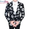 Ropa de hombre Primavera Casual Bronceado Estampado Traje Cuello Coreano Delgado