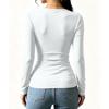 Damen Langarm V-Ausschnitt Bluse mit Kreuzfront und geraffter Taille für Herbst Winter