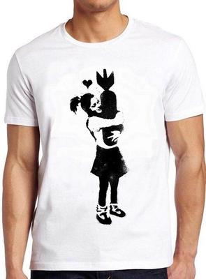 Banksy Girl Hugging Bomb Art Drawing Meme Cool Funny Gift Top Tee T Shirt C1128