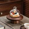Wooden High Footed Cake Tray Dessert Plate Display Rack Glass Dust Cover Fruit Bowl Pastry Plate Dim Sum Dish Bread Plates
