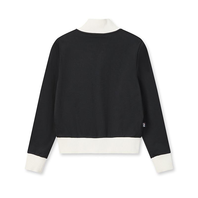 FILA Original Classic Basic Simple Striped Zip Collar Knitted Long Sleeve Jacket Women jackets F11W619508F-NV