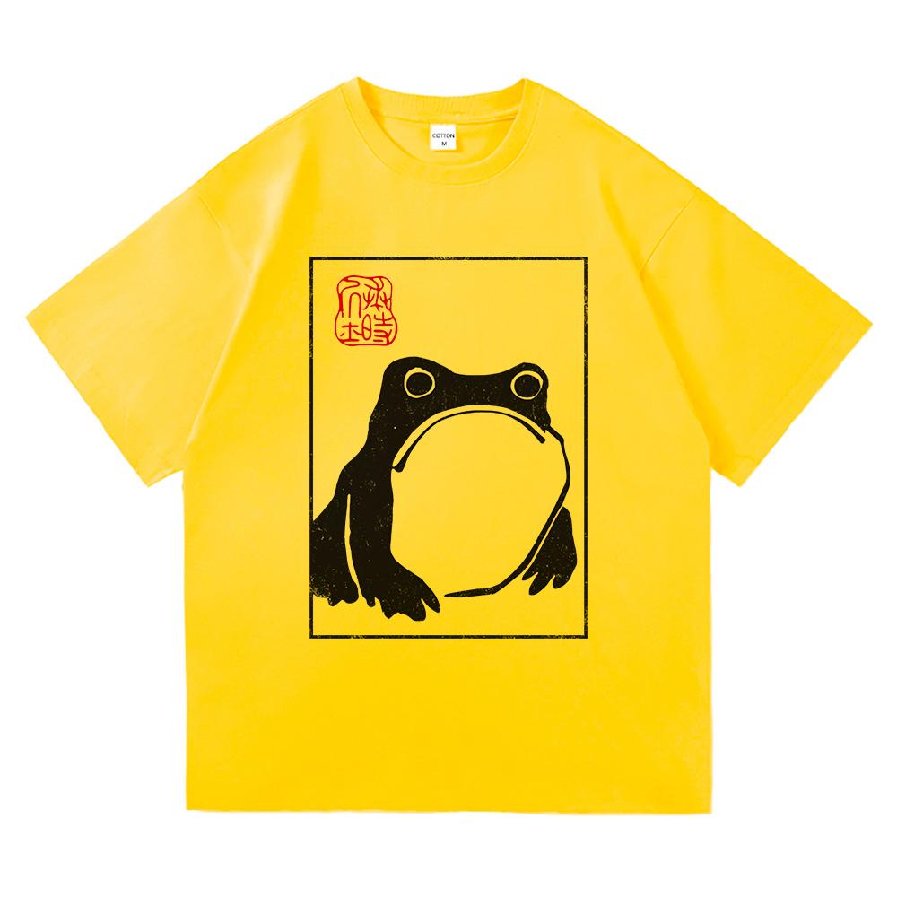 Vintage Unimpressed Frog T Shirt Fashion Men/Women Aesthetic Funny Japanese Anime T-Shirt High Quality Casual Cotton Tees Shirts